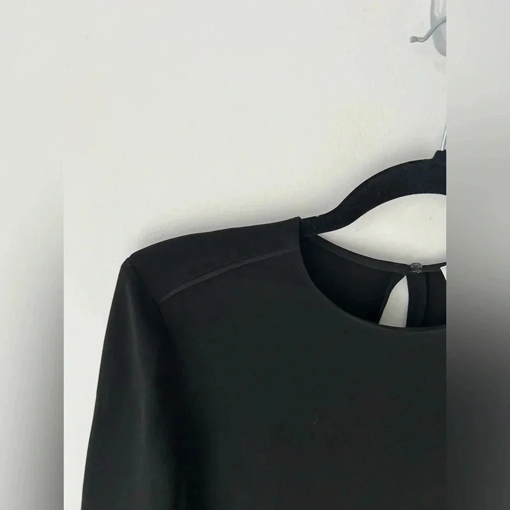 Aritzia Babaton Black Midi Dress Minimalist Open Back Slit Long Sleeve Size 6 - Picture 9 of 14